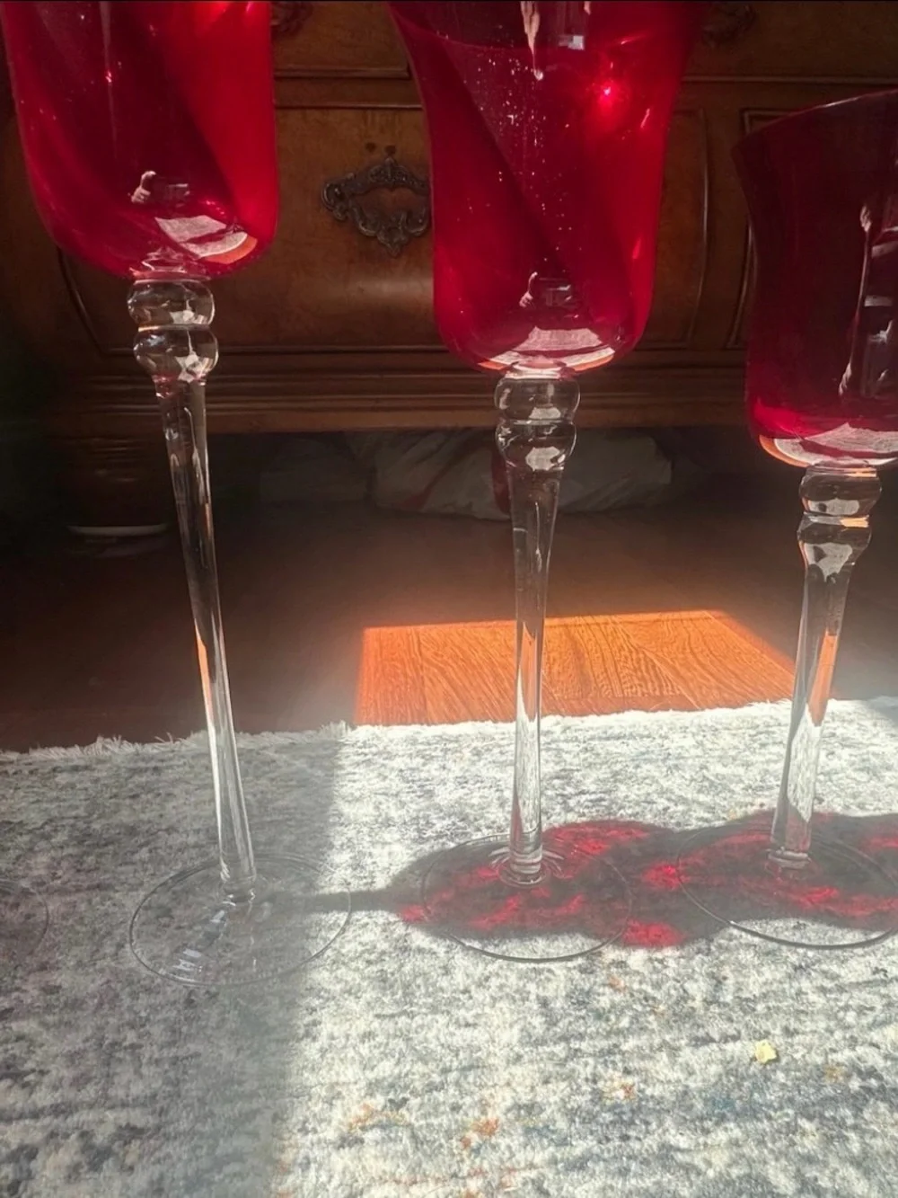 Vintage Ruby Red Glass Votive Candle Holder Set – Set of 5